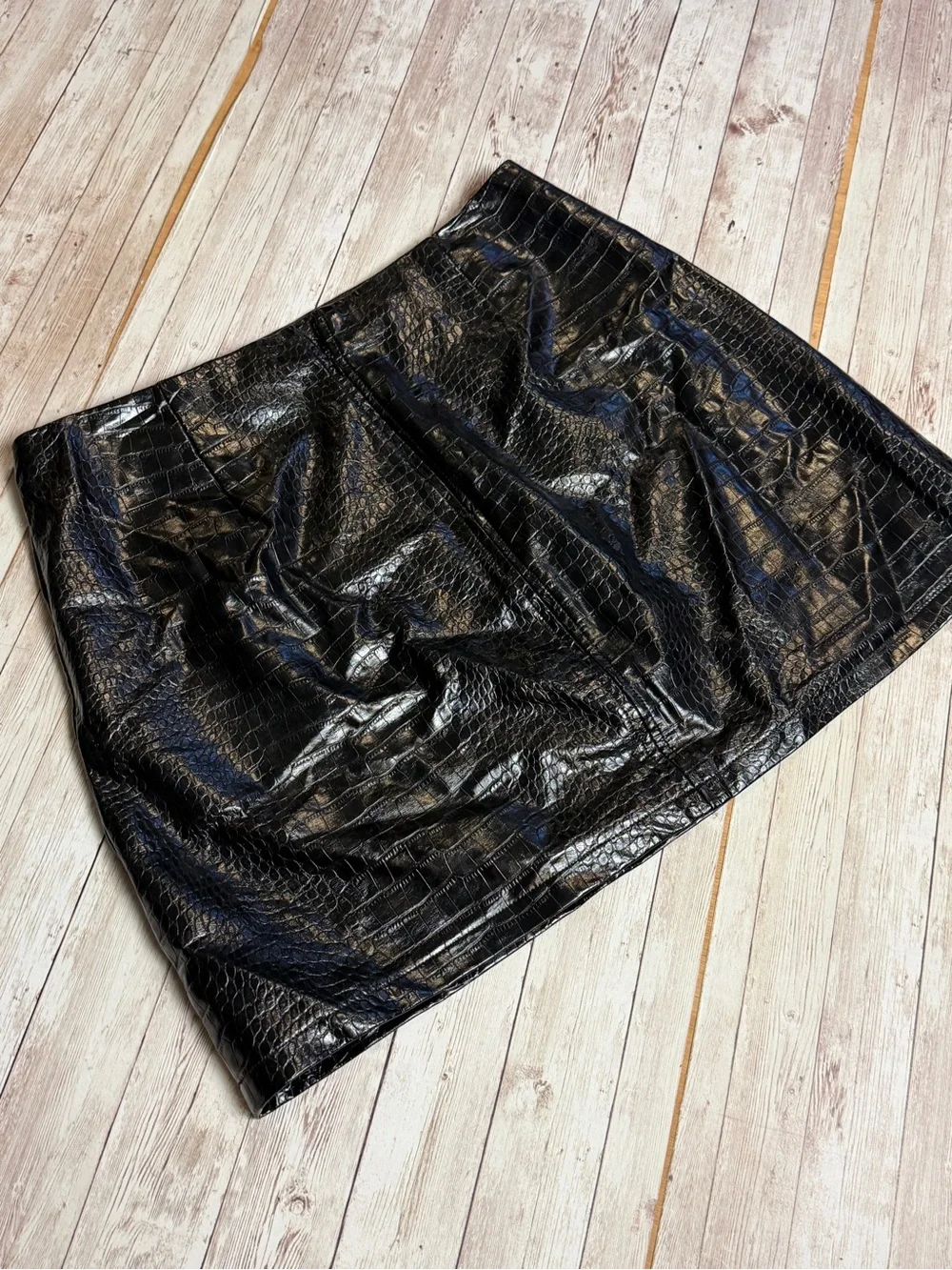Bar III Black Faux Croc Mini Skirt - Picture 6 of 8